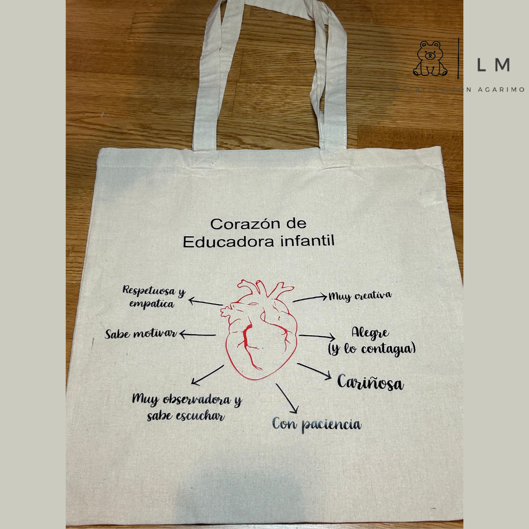 TOTE BAG CORAZÓN DE MAESTRA 👩‍🏫