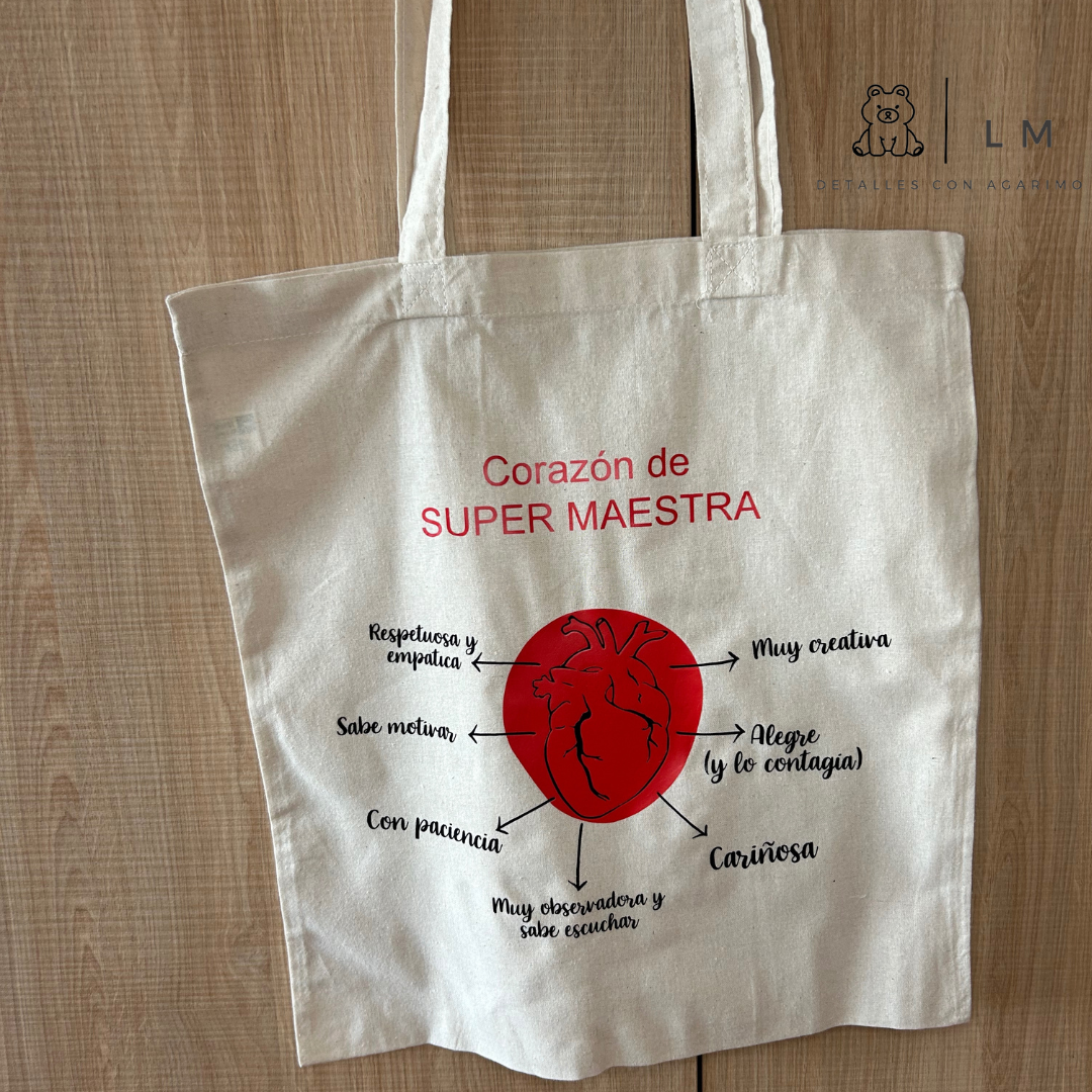 TOTE BAG CORAZÓN DE MAESTRA 👩‍🏫