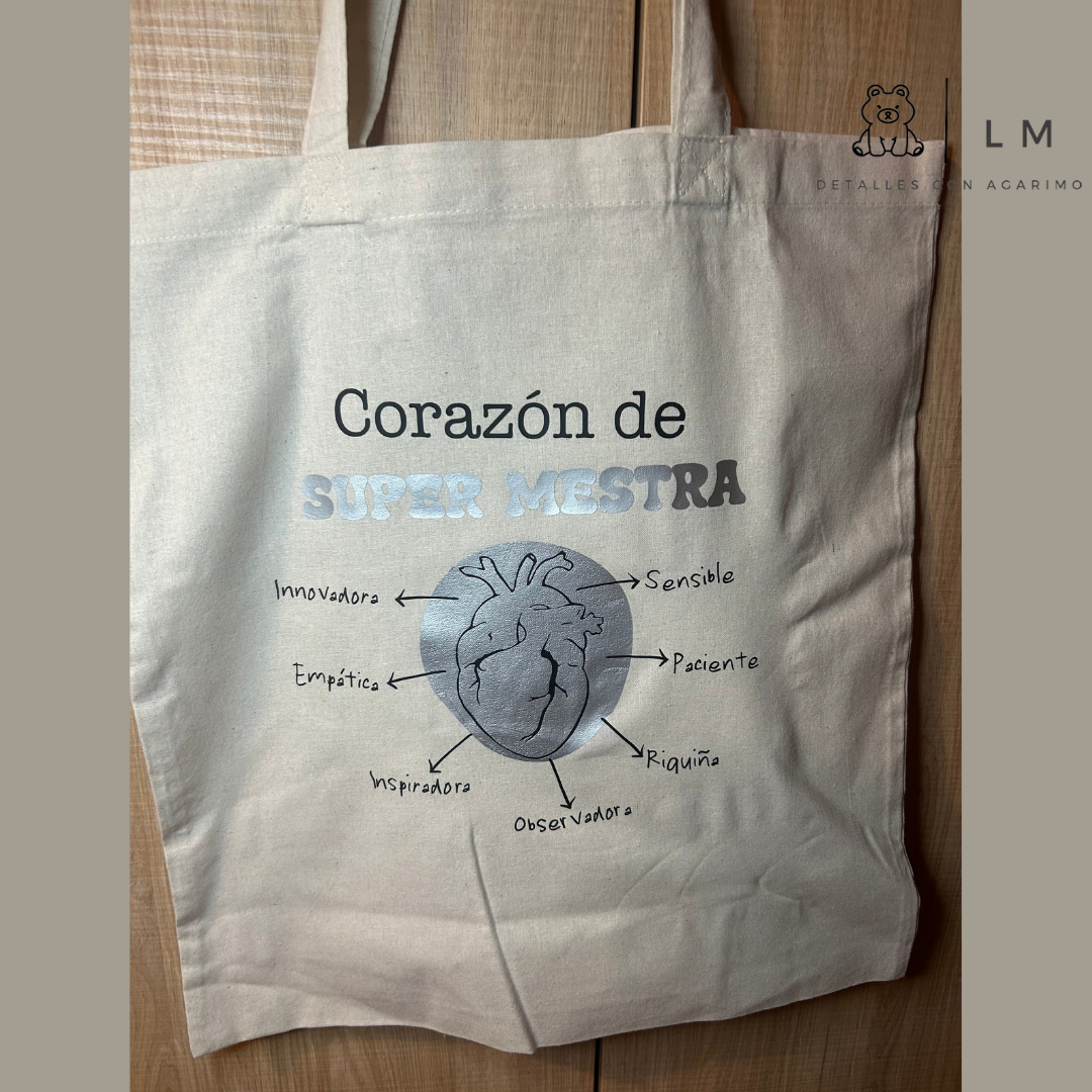 TOTE BAG CORAZÓN DE MAESTRA 👩‍🏫