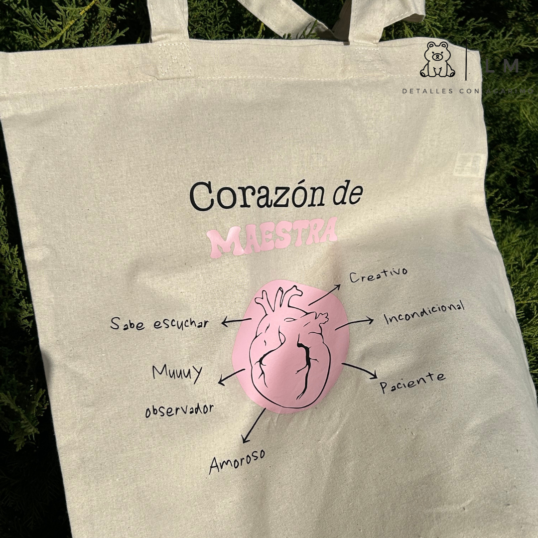 TOTE BAG CORAZÓN DE MAESTRA 👩‍🏫