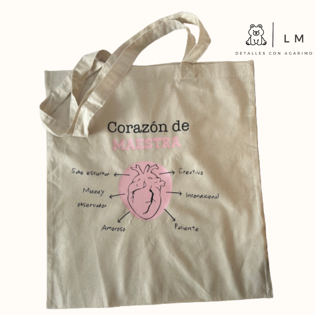 TOTE BAG CORAZÓN DE MAESTRA 👩‍🏫