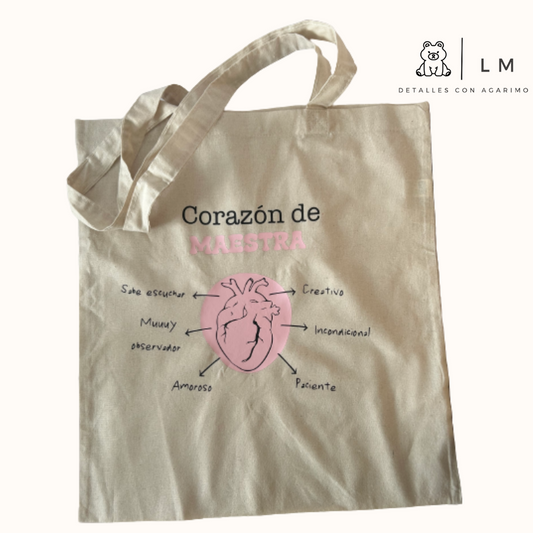 TOTE BAG CORAZÓN DE MAESTRA 👩‍🏫